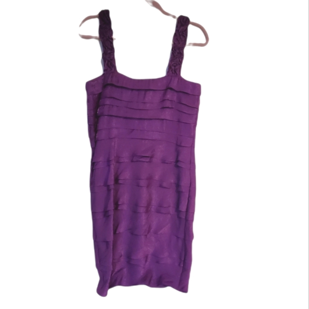 Signature by sangria Violet fitted ruffle dress.